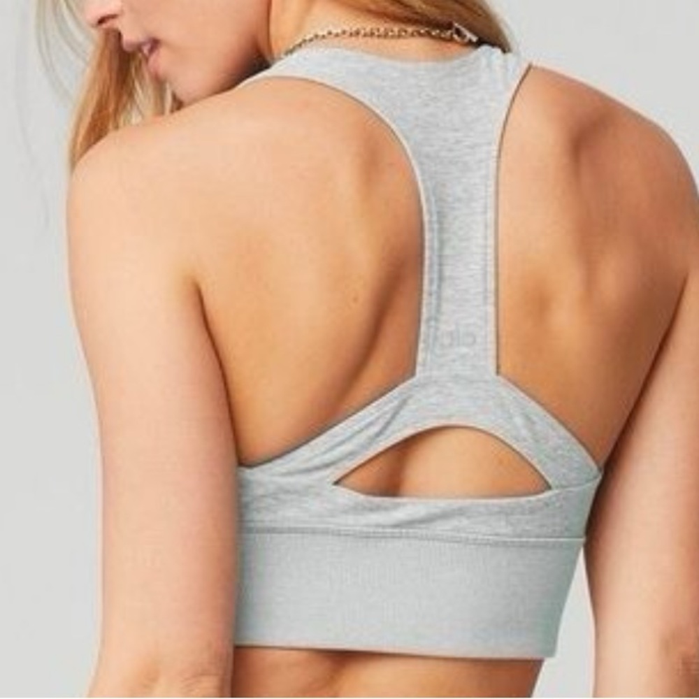 Alo Yoga Alosoft Serenity Bra in Zinc Heather Grey Size XS